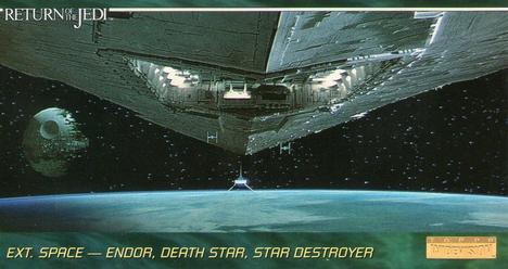 1996 Topps Widevision Star Wars: Return of the Jedi #2 Ext. Space -- Endor, Death Star, Star Destroyer Front