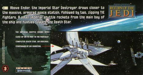 1996 Topps Widevision Star Wars: Return of the Jedi #3 Ext. Space -- Endor, Shuttle, Star Destroyers Back