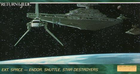 1996 Topps Widevision Star Wars: Return of the Jedi #3 Ext. Space -- Endor, Shuttle, Star Destroyers Front