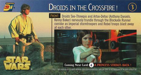 1996 Topps 3Di Star Wars #3 Droids in Crossfire Back