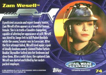 2006 Topps Star Wars: Evolution Update Edition #74 Zam Wesell Back