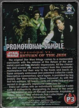 1994-96 Metallic Impressions Star Wars  #P3 Star Wars Return of the Jedi Back