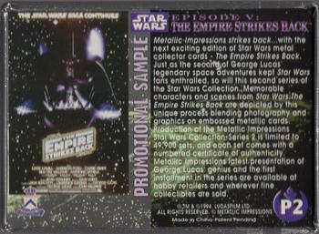 1994-96 Metallic Impressions Star Wars  #P2 Star Wars Empire Strikes Back Back