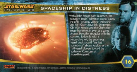 2005 Topps Revenge of the Sith Widevision #16 Spaceship in Distress Back