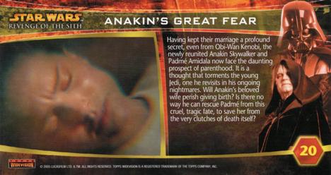 2005 Topps Revenge of the Sith Widevision #20 Anakin's Great Fear Back