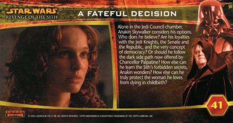 2005 Topps Revenge of the Sith Widevision #41 A Fateful Decision Back