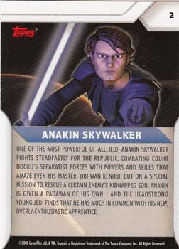 2008 Topps Star Wars: The Clone Wars #2 Anakin Skywalker Back