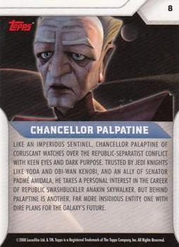 2008 Topps Star Wars: The Clone Wars #8 Chancellor Palpatine Back