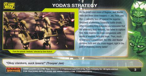 2009 Topps Widevision Star Wars: The Clone Wars #3 Yoda's Strategy Back