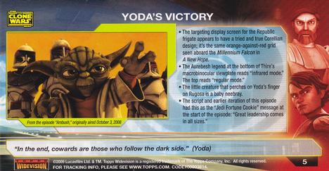 2009 Topps Widevision Star Wars: The Clone Wars #5 Yoda's Victory Back