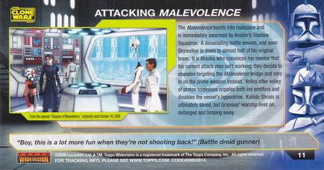 2009 Topps Widevision Star Wars: The Clone Wars #11 Attacking Malevolence Back