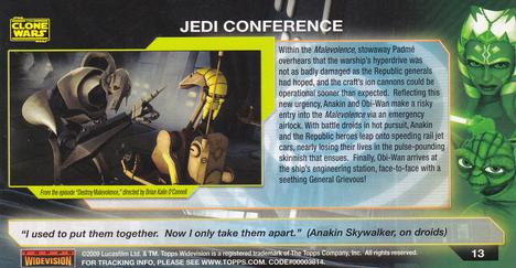 2009 Topps Widevision Star Wars: The Clone Wars #13 Jedi Conference Back