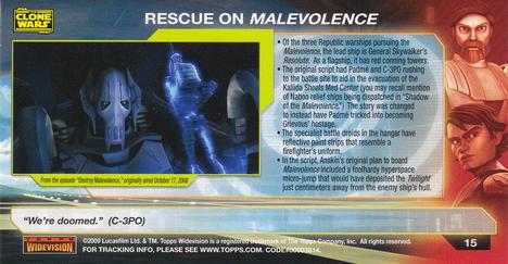 2009 Topps Widevision Star Wars: The Clone Wars #15 Rescue on Malevolence Back