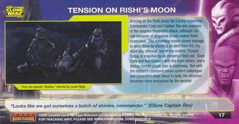 2009 Topps Widevision Star Wars: The Clone Wars #17 Tension on Rishi's Moon Back
