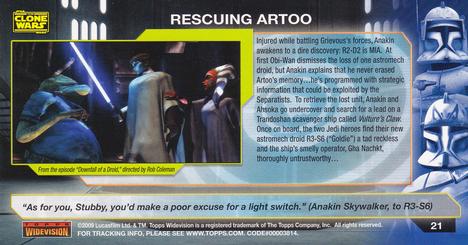 2009 Topps Widevision Star Wars: The Clone Wars #21 Rescuing Artoo Back