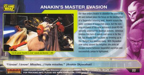2009 Topps Widevision Star Wars: The Clone Wars #22 Anakin's Master Evasion Back