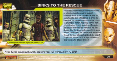 2009 Topps Star Wars: The Clone Wars Widevision #29 Binks to the Rescue Back