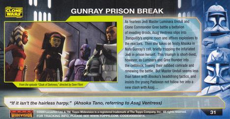 2009 Topps Widevision Star Wars: The Clone Wars #31 Gunray Prison Break Back