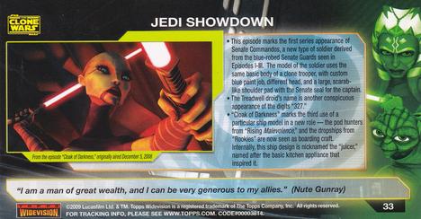 2009 Topps Widevision Star Wars: The Clone Wars #33 Jedi Showdown Back