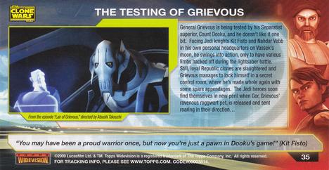 2009 Topps Widevision Star Wars: The Clone Wars #35 The Testing of Grievous Back