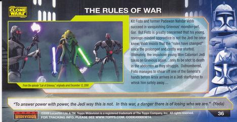 2009 Topps Widevision Star Wars: The Clone Wars #36 The Rules of War Back