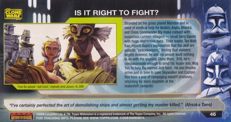 2009 Topps Widevision Star Wars: The Clone Wars #46 Is It Right to Fight? Back