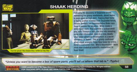 2009 Topps Widevision Star Wars: The Clone Wars #58 Shaak Herding Back