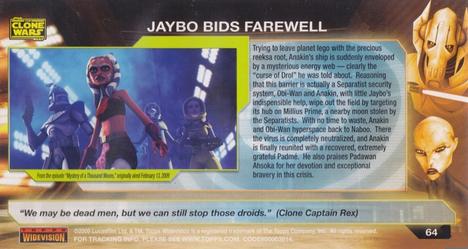 2009 Topps Widevision Star Wars: The Clone Wars #64 Jaybo Bids Farewell Back