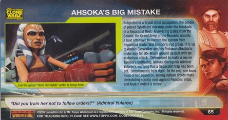 2009 Topps Widevision Star Wars: The Clone Wars #65 Ahsoka's Big Mistake Back