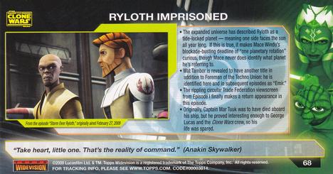 2009 Topps Widevision Star Wars: The Clone Wars #68 Ryloth Imprisoned Back