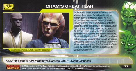 2009 Topps Widevision Star Wars: The Clone Wars #73 Cham's Great Fear Back