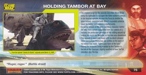 2009 Topps Widevision Star Wars: The Clone Wars #75 Holding Tambor at Bay Back