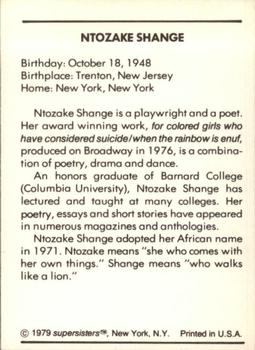 1979 Supersisters #72 Ntozake Shange Back