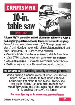 1999-00 Craftsman #2 10 Inch Cast Iron Table Saw Back