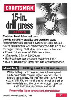 1999-00 Craftsman #3 12 Speed, 15 Inch Drill Press Back