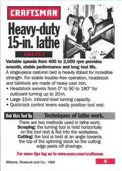 1999-00 Craftsman #4 Heavy Duty 2hp 15 Inch Lathe Back