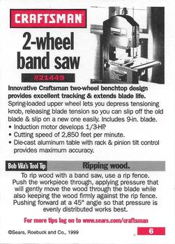 1999-00 Craftsman #6 9 inch, 2-Wheel Band Saw Back