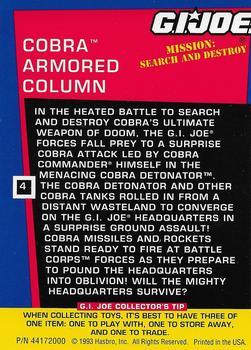 1993 Hasbro G.I. Joe Mission: Search and Destroy #4 Cobra Armored Column Back