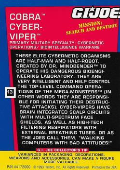 1993 Hasbro G.I. Joe Mission: Search and Destroy #13 Cobra Cyber-Viper Back