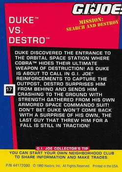 1993 Hasbro G.I. Joe Mission: Search and Destroy #17 Duke vs. Destro Back