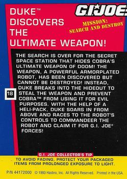 1993 Hasbro G.I. Joe Mission: Search and Destroy #18 Duke Discovers The Ultimate Weapon! Back