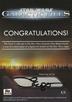 2012 Topps Star Wars: Galactic Files - Sketch Cards #NNO Diego Jourdan Back