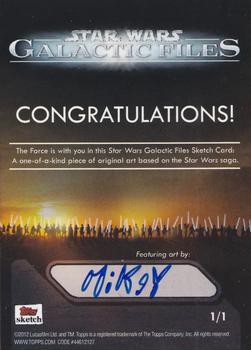 2012 Topps Star Wars: Galactic Files - Sketch Cards #NNO Mikey Babinski Back