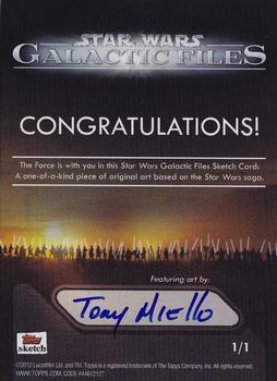 2012 Topps Star Wars: Galactic Files - Sketch Cards #NNO Tony Miello Back