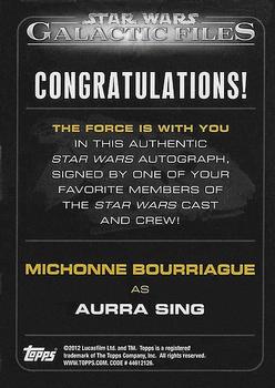 2012 Topps Star Wars: Galactic Files - Autographs #NNO14 Michonne Bourriague Back