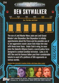 2012 Topps Star Wars: Galactic Files - Blue #214 Ben Skywalker Back