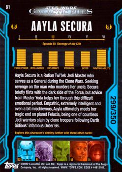 2012 Topps Star Wars: Galactic Files - Blue #81 Aayla Secura Back