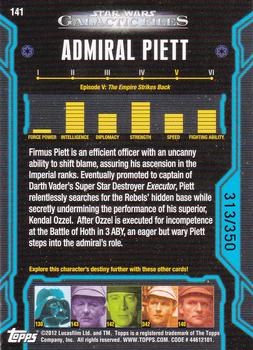 2012 Topps Star Wars: Galactic Files - Blue #141 Admiral Piett Back