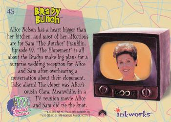 1998 Inkworks TV's Coolest Classics #45 Brady Bunch: Heart bigger than her kitchen Back