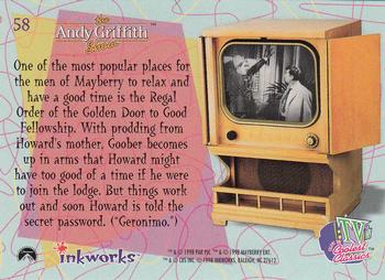 1998 Inkworks TV's Coolest Classics #58 The Andy Griffith Show: Lodge Back